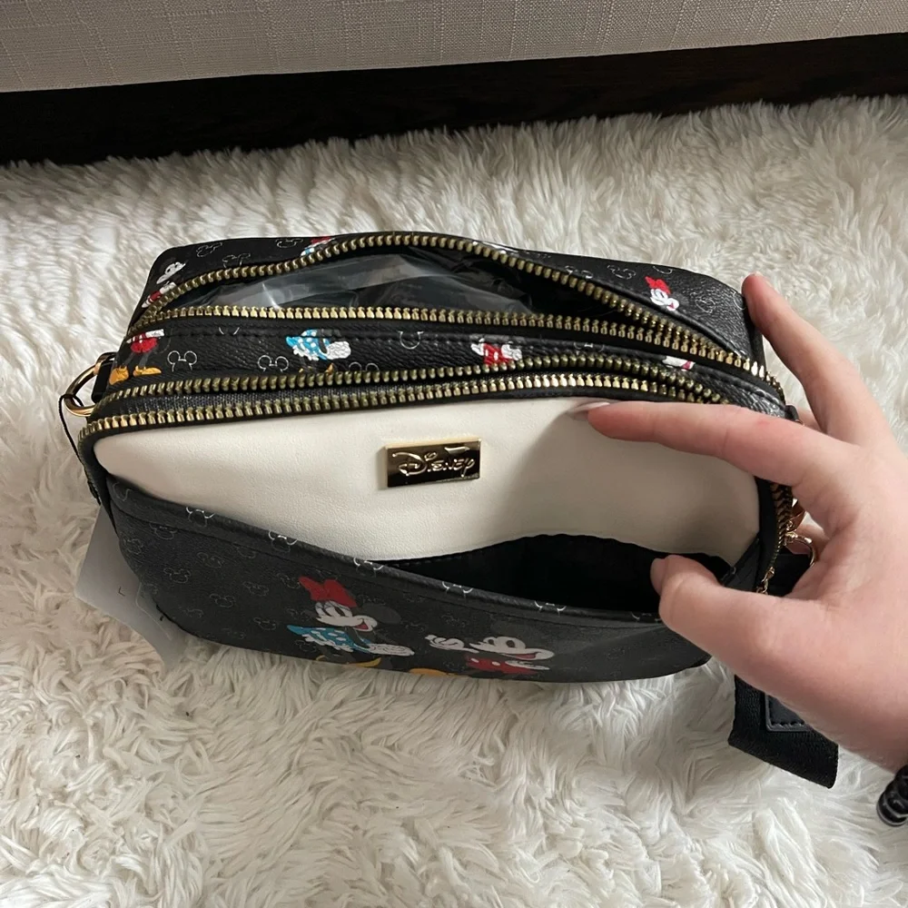 DISNEY mickey and minnie crossbody bag monogram with 2 zippered compartments - Picture 3 of 7